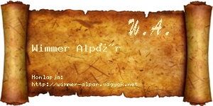 Wimmer Alpár névjegykártya